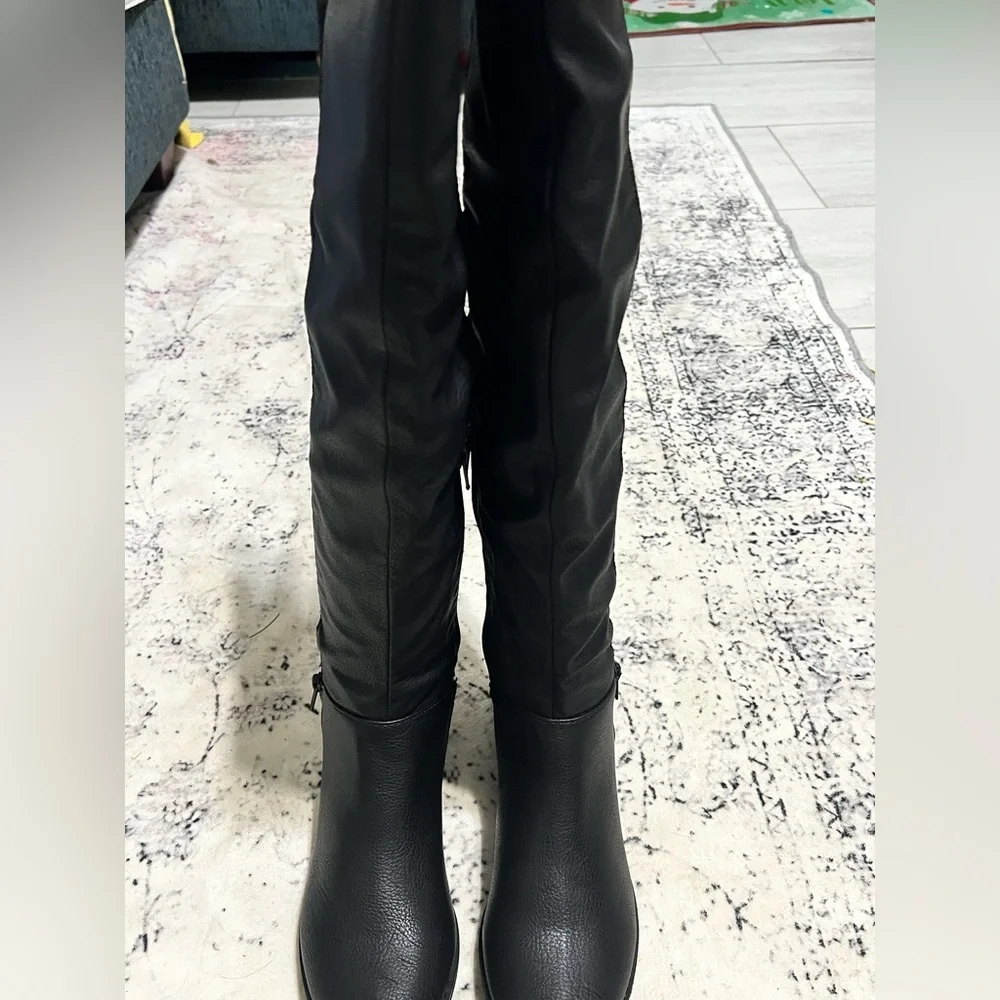 NEW Rocket Dog Marsh Dove Pull On Knee High Black Leather & Suede Boots - US 8